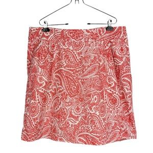 Lands End Coral Paisley Print Skirt Size 16